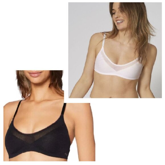 SLOGGI 2 Pack Bundle of Oxygene Infinite T-Shirt Soft Bras Ivory Black Womens XS - Picture 2 of 16